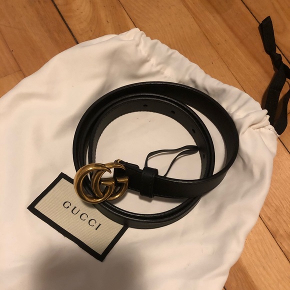 Gucci GG Small Gold and Black Belt - Picture 1 of 8